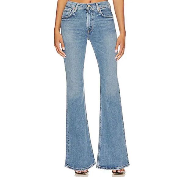 Alice + Olivia Jeans Women's Size 31 Blue Denim Low Rise Flat Front Bootcut Leg - Picture 1 of 7